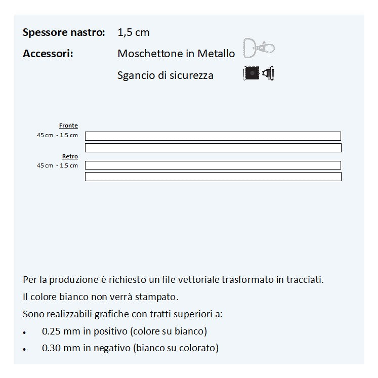 Lacci collo personalizzati in raso da 20 15 e 25 mm